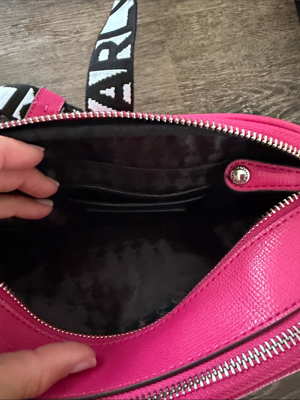 Karl Lagerfeld Hot Pink Crossbody with Logo Strap - Picture 2 of 3